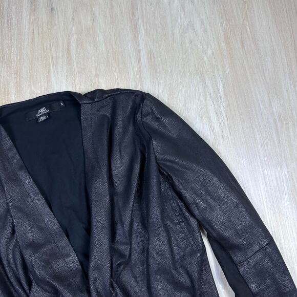 ABS Platinum Faux Leather Draped Long Sleeve Jacket & Pants Set Medium 8 - Picture 4 of 15